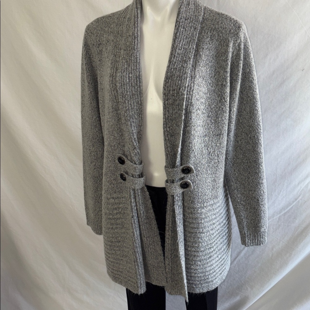 AB Studio Women's Gray Cardigan Sweater